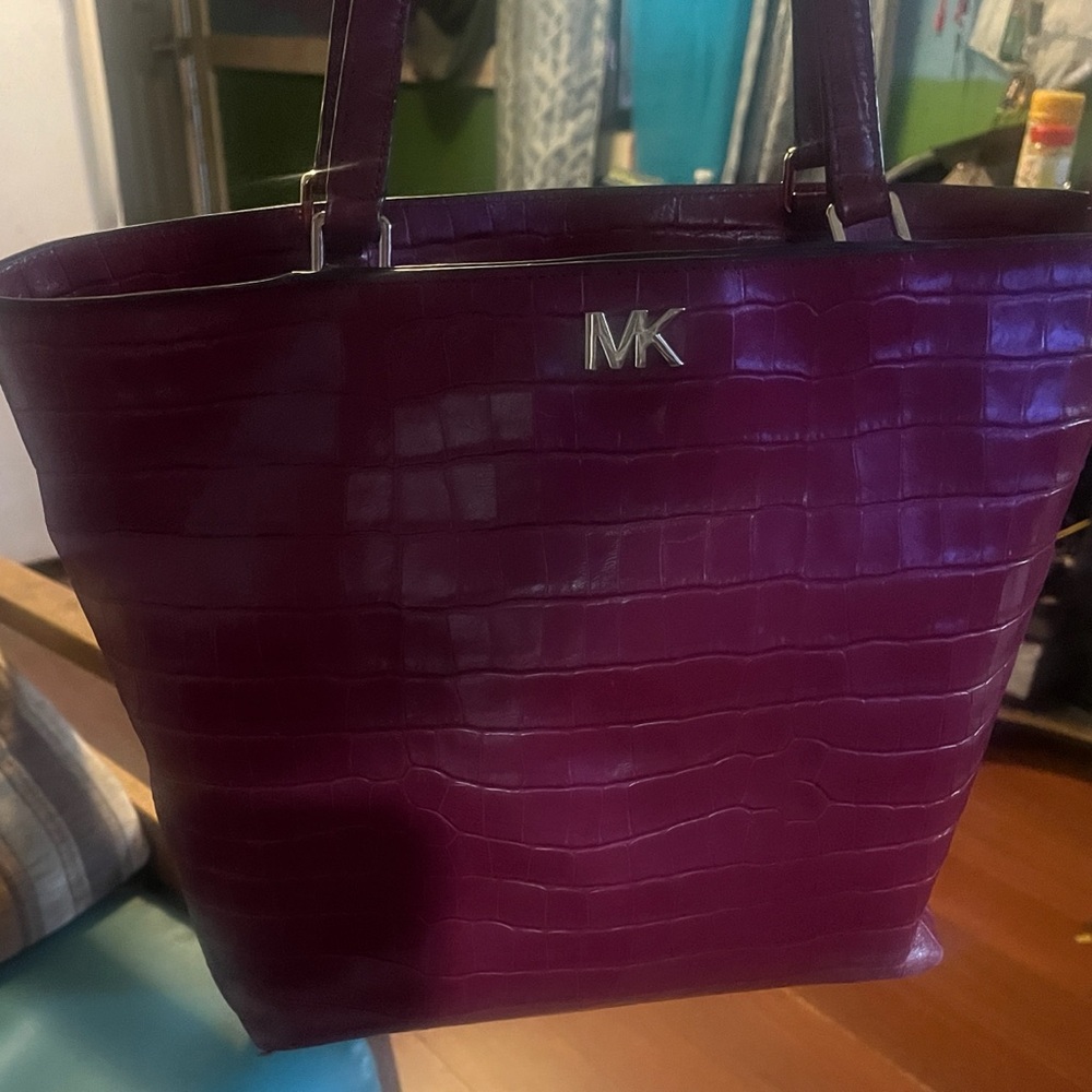 Michael Kors Magenta Crocodile-Embossed Tote
